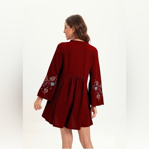 Tiptupu women’s Velvet V neck Long sleeve shift mini dress not new normal wear - Picture 4 of 14